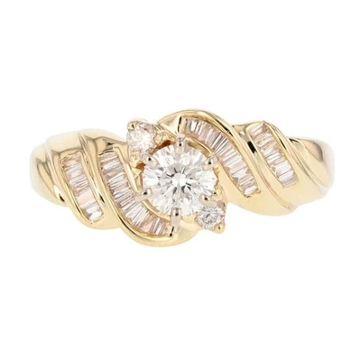 .57ctw Diamond Solitaire w/ Accents Engagement Ring 14k Yellow Gold Size 7.5 - Image 1 of 4