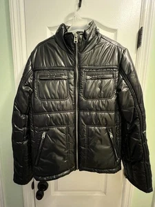 Buffalo David Bitton Outerwear Jacket Puffer Men Medium Black Hooded - Picture 1 of 10