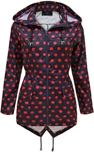 WOMEN BRAVE SOUL POLKA DOT BLACK AND RED RAINCOAT JACKET ( SIZE UK14 ) - Picture 1 of 2