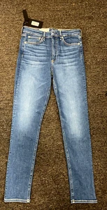 Pantalones de mezclilla ajustados de tiro alto Rag & Bone para mujer Nina azul jaspe - Imagen 1 de 4