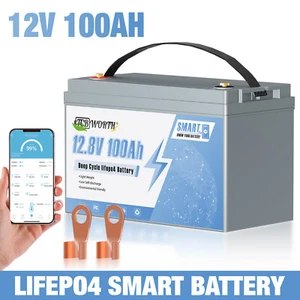 12V 100Ah LiFePO4 Lithium Akku Bluetooth 100A BMS Für Solaranlage Wohnmobil Boot - Bild 1 von 14