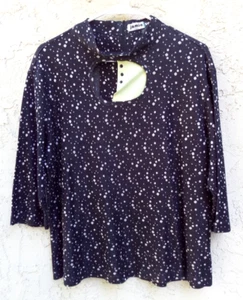 ✅JAMIE SADOCK WOMENS sz L "POLKA DOT" 3/4 SLEEVE KEYHOLE NECKLINE GOLF TOP SHIRT - Picture 1 of 3
