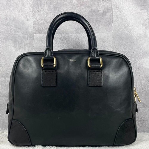Borsa CELINE Boston borsa a mano Phoebe epoca logo pelle nera USATA originale #S2001