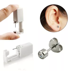 2-10Pcs Disposable Ear Piercing Gun Nose Navel Self Piercer Kit with CZ Ear Stud - Picture 1 of 7