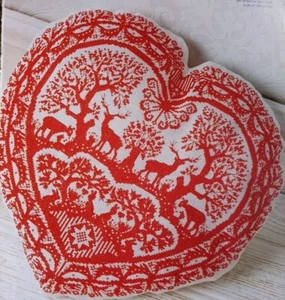 Cross Stitch "SCANDINAVIAN HEART" pattern ~ deer, rabbits, trees - Picture 1 of 1