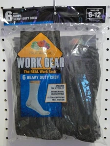 Calcetines de trabajo de alta resistencia Fruit of the Loom 6pr negros con cojín 6-12 para hombre - Imagen 1 de 2