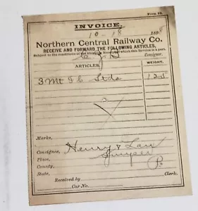 Tren recibo de carga de papel del ferrocarril central del norte de colección 1898 formulario RR 22 antiguo - Imagen 1 de 3