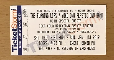 2011 THE FLAMING LIPS OKLAHOMA CITY CONCERT TICKET STUB SOFT BULLETIN EMBRYONI 5 - Image 1 of 2
