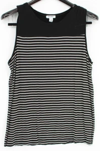 Old Navy Tank Top Women's Size L Black White Striped Sleeveless - Picture 1 of 3