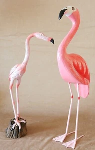 Juego de 2 madera flamenco madre con niño talla hecha a mano figura de madera decoración - Imagen 1 de 5