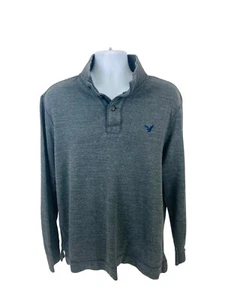 American Eagle Men's Quarter Button Collar Gray Cotton Sweater Sz XL - Picture 1 of 6