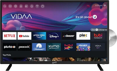 Supersonic 32" LED Smart HDTV con reproductor de DVD, sistema ATSC y NTSC AC/DC SC-3226SDVD Foto 1 de 4