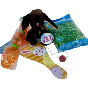Easter Basket Stuffer Plush Bunny Carrot Eggs Paddle Ball Grass Filler Set - Bild 1 von 13