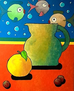 tableau peinture acrylique sur toile, nature morte , direct de l'atelier, B Jost - Afbeelding 1 van 10