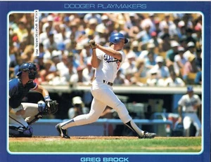 1986 UNOCAL DODGERS PLAYMAKERS  Greg Brock  8-1/2 x 11 COLOR PHOTO PIN-UP #1 - Picture 1 of 1