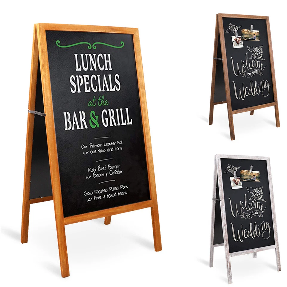 Heavy Duty Wooden Frame A Board Pavement Sign Shop Chalkboard Sign Free Standing - Image 1 of 4