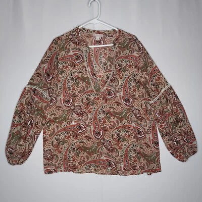 Top Dressbarn Mujer XL Naranja Cachemira Gasa Cuello en V Largo Bishop Puff Dinero Antiguo Foto 1 de 4