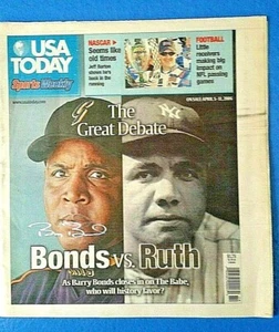 BARRY BONDS PERSONALLY SIGNED AUTOGRAPHED 'USA TODAY' COA - Picture 1 of 3