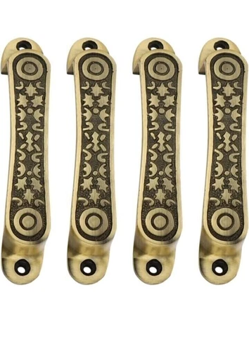SET OF 4 UNIT GOLD PLATED COLOUR ANTIQUE FINISH FANCY DOOR WINDOW HANDLE Cover