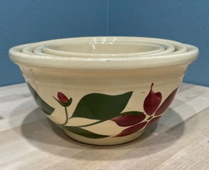 Vintage Watt Five Petal Starflower Vine Pattern Set of 4 Nesting Bowls #6,7,8,9 - Picture 1 of 21