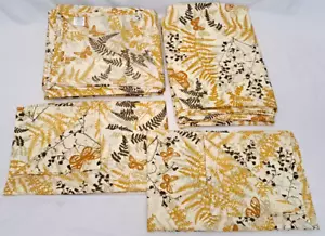 Vintage Burlington CARESS Lakenset braun gold Schmetterlingsfarn flach Spannbetttui Queen - Bild 1 von 9