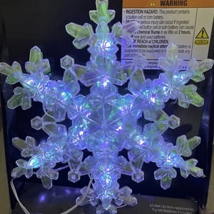 Snowflake Tree Topper Led Lit 8-function Cool White Led Lights - Picture 1 of 1
