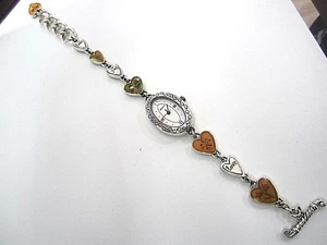 RETIRED Brighton Picadilly Heart Watch 8 charms in wrist band multi-color hearts - Picture 1 of 5