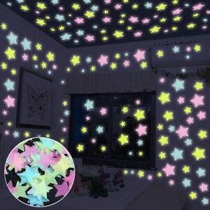 100 PCS 3D Luminous Stars Glow In The Dark Fluorescent Wall Stickers Room Decors