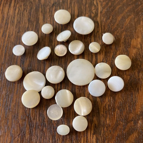 Antique French Shell Buttons MOP Mother Of Pearl Shell Shank Lot Of 26 Cover