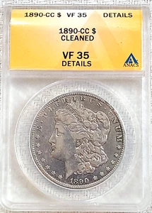1890 CC MORGAN DOLLAR $1 ANACS VF 35 Details - Great Eye Appeal Rare Date - Picture 1 of 2