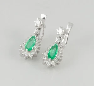 Pendientes en oro blanco 18k esmeraldas 3.4 ct y brillantes 0.88 ct - Imagen 1 de 12