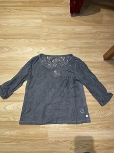 Damen graue Spitzenbluse Top Large - 3/4 Ärmel Hollister - Bild 1 von 5