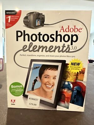 Adobe Photoshop Elements 3.0  - New in Factory Sealed Retail Box 788069061001 - Image 1 of 4
