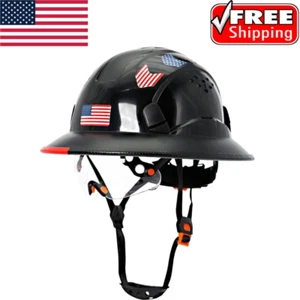 Sombrero duro de ala completa ventilado talla única, casco negro con visera incorporada. - Imagen 1 de 6
