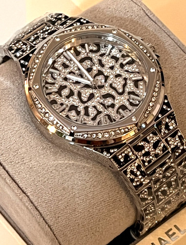 Orologio da donna bicolore Michael Kors MK7408 Lennox Animal Pavé nuovo con etichette confezione regalo