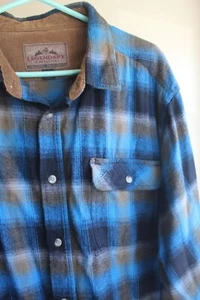 Legendary White Tails Shirt Mens 2XL Ombre Plaid Cotton Flannel Button LS Blue - Picture 1 of 6