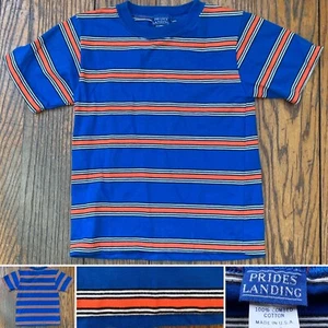 Vintage Prides Landing Striped T-Shirt Combed Cotton Made in USA Kids M 5/6 - Picture 1 of 12