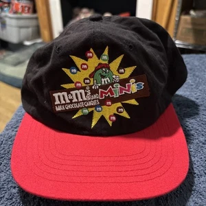 Vintage M&Ms Hat Cap Snap Back Youth Black Red Minis Adjustable - Picture 1 of 11