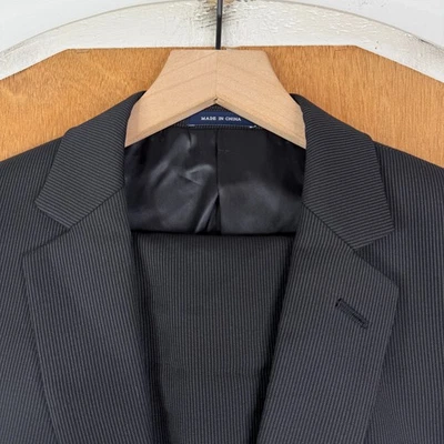 Ralph by Ralph Lauren Suit Mens 40R Black Pinstripe 2 Button Wool Pants 36x28 - Image 1 of 4