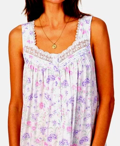 Eileen West ärmelloses Wildblumen Baumwolle/Modal Jersey Strick Ballett Nachthemd S - Bild 1 von 5