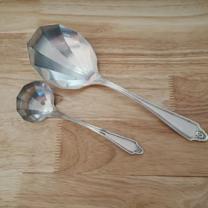 Oneida Georgian Silverplate Casserole Spoon & Gravy Ladle Set 2 Pc 1912 Pattern - Picture 1 of 11