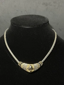 Vintage MX Silber und Goldfarben Choker Magnetverschluss Halskette - Bild 1 von 12