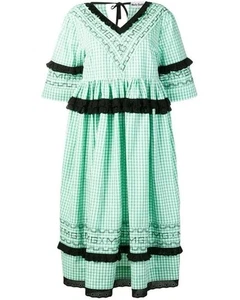 Molly Goddard  mint gingham Dress With Black Contrast Embroidery size L/UK12 - Picture 1 of 13