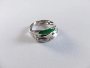 Anillo BOTTEGA VENETA Trío plata de ley esmaltada verde 6 EE. UU. 13 IT auténtico - Imagen 1 de 8