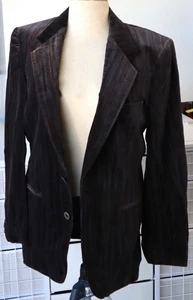 Gr.40R brauner Samt Blazer zwei Knöpfe weites Revers Sakko Fischgrät 1984 Herren - Bild 1 von 6