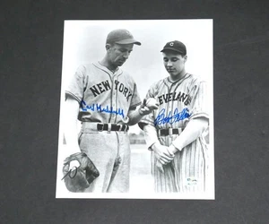 CARL HUBBELL NY GIANTS & BOB FELLER CLEVELAND INDIANS SIGNED 8 x 10 PHOTO PSA - Picture 1 of 8