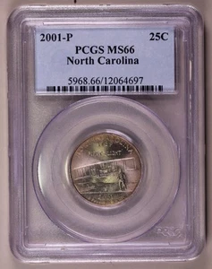 2001-P North Carolina Washington Quarter PCGS MS66 ***SELTENE ORIGINALMÜNZE*** - Bild 1 von 4