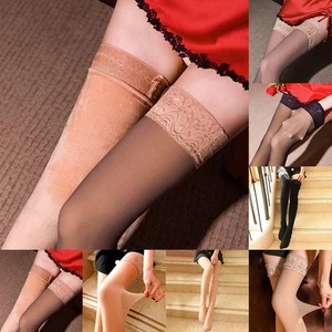Lace Enhanced Womens Plush Velvet Stockings for All Season Wearability - Picture 1 of 39