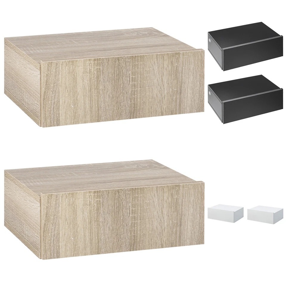 HOMCOM Set 2 Comodini Sospesi Design Moderno 40x30x15cm in Legno - Immagine 1 di 1