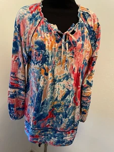 TOLANI COLLECTION Blouse Womens s Top Brady Watercolor Boho Size S A469950 NWT - Picture 1 of 8